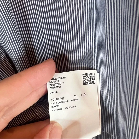 Hugo Boss Men’s Black Label Blue White Striped Shirt Sz 43/17 - Picture 11 of 13